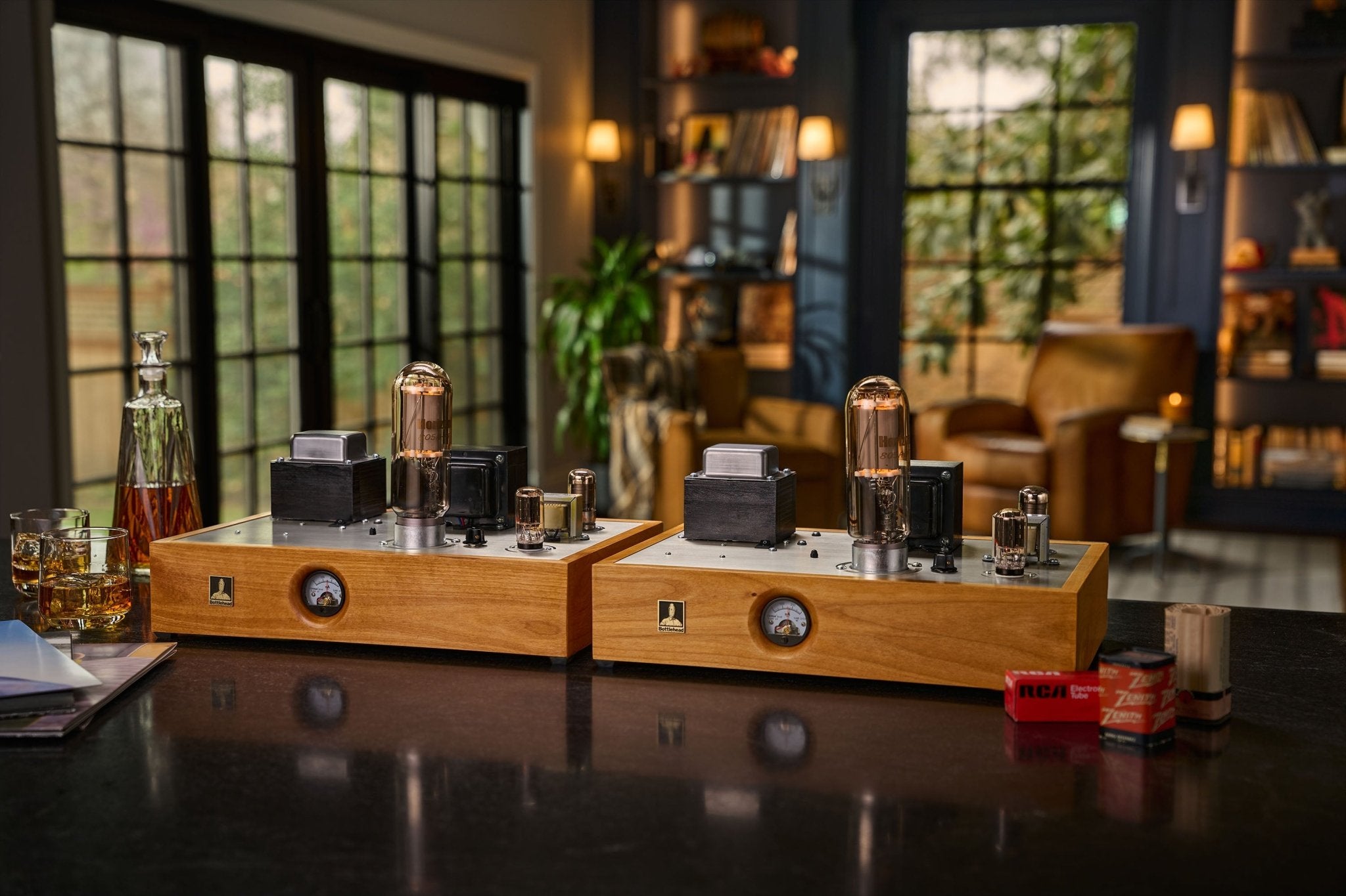 Bottlehead Paradyne monoblocks in a cozy room
