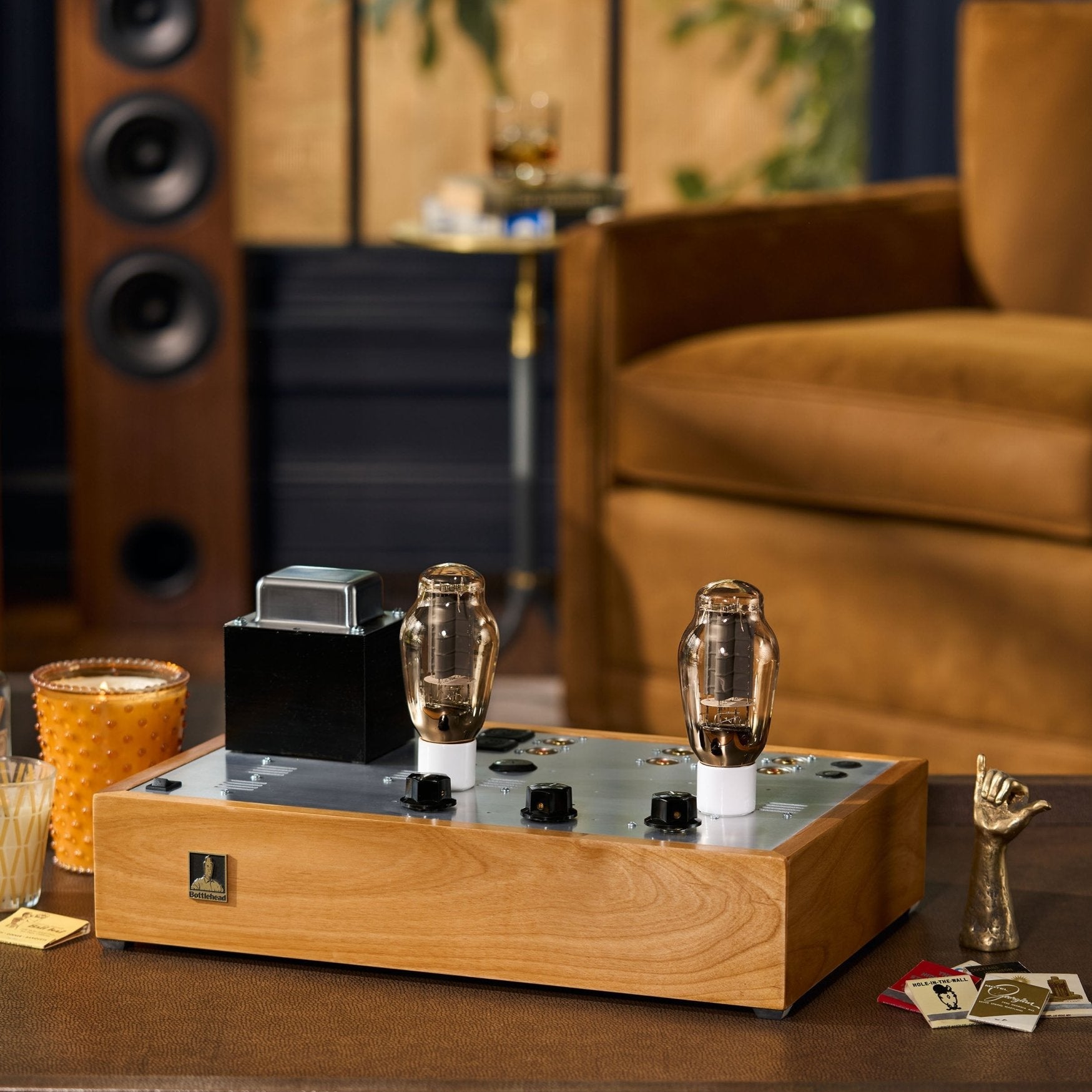 Bottlehead BeePre2 300B Preamplifier on a table with trinkets.