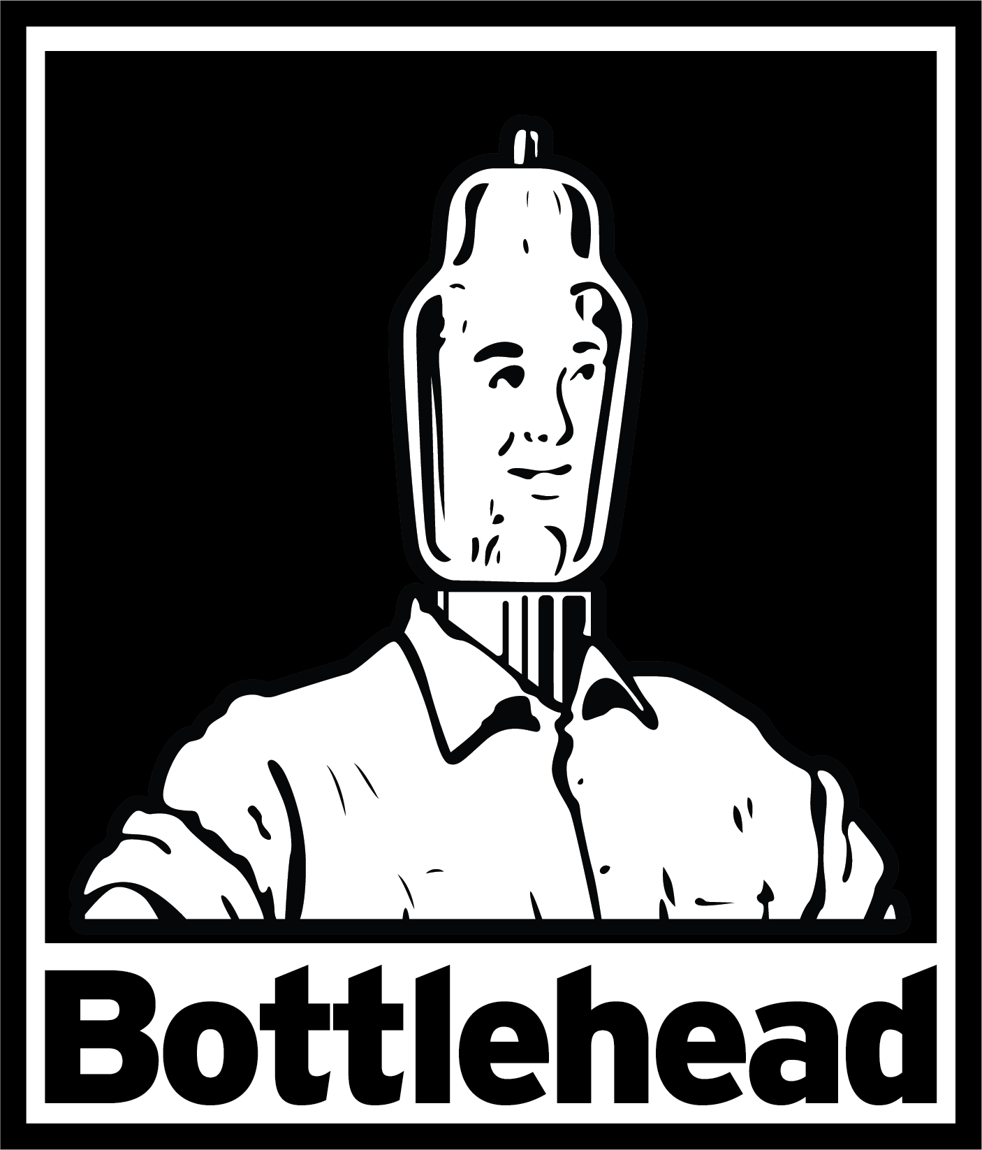 Logo of 'Bottlehead' with the Bottlehead mascot on a black background