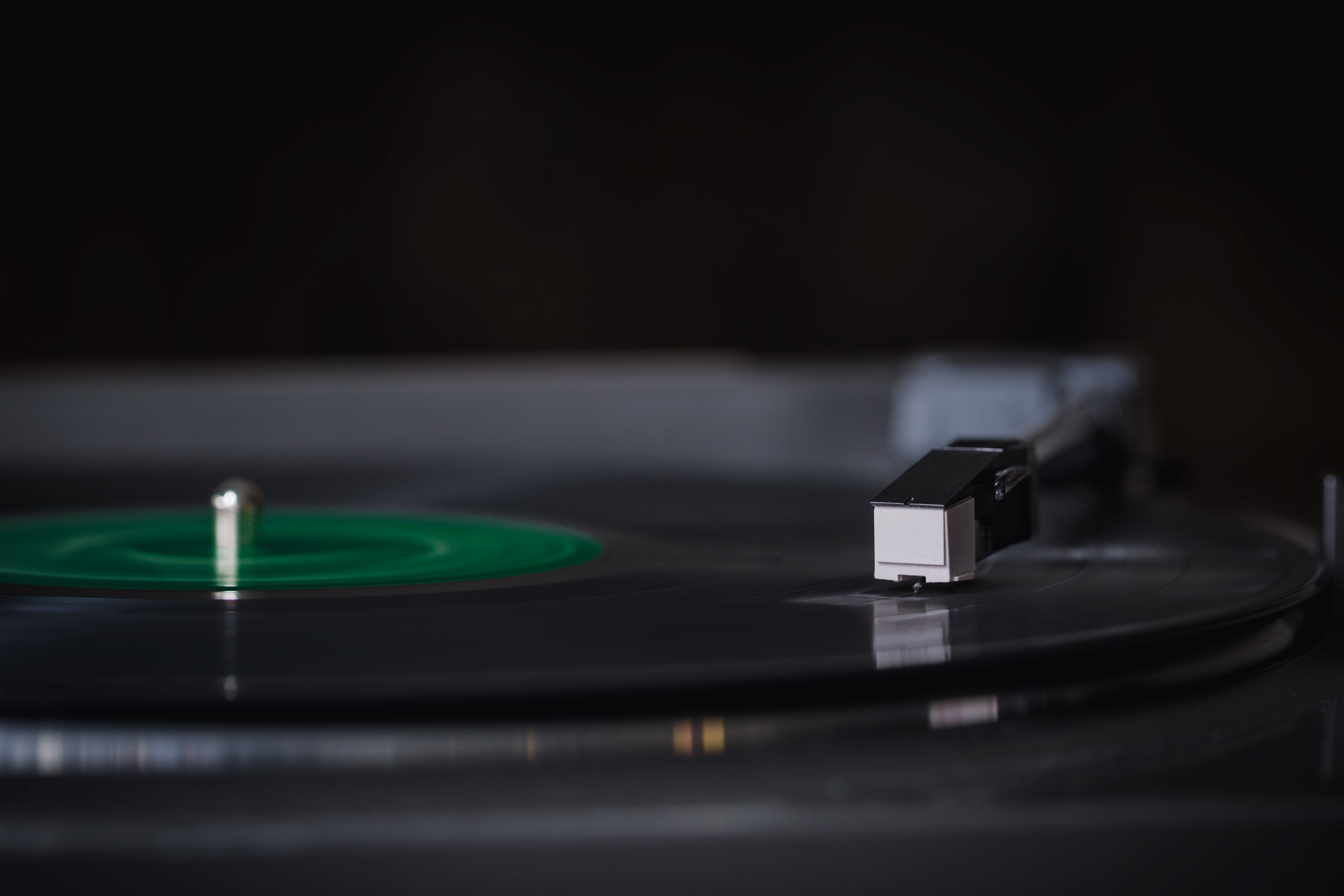 Record playing on a record player.